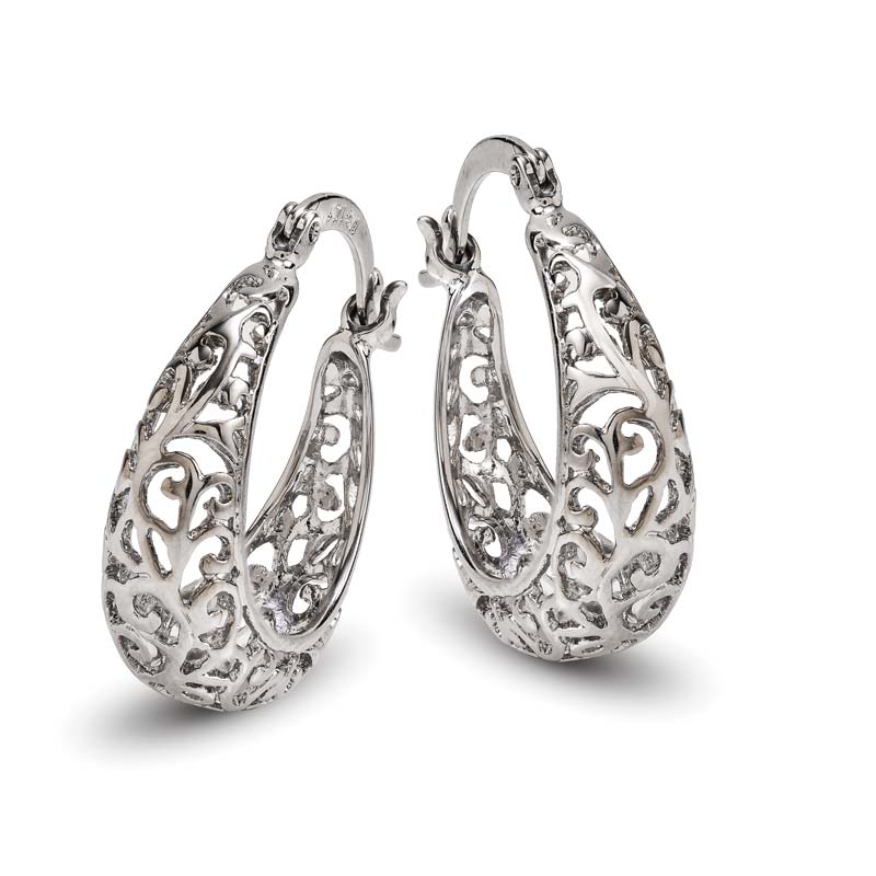 Ladies Baroque Filigree Hoop (silver-finished)